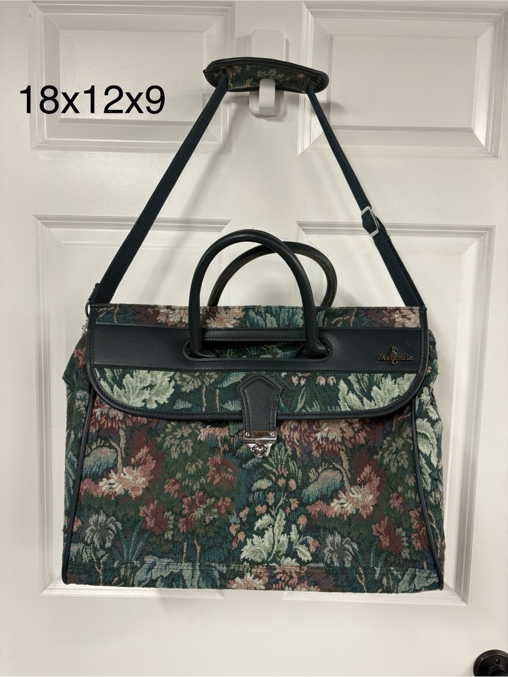 VTG 90’s Atlantic Floral Tapestry Carry On Weekender Tote Bag Handles Pockets